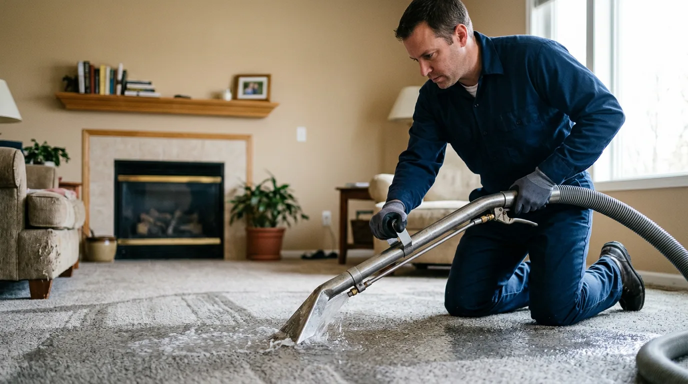Water damage restoration technician working near Warrenton, MO
